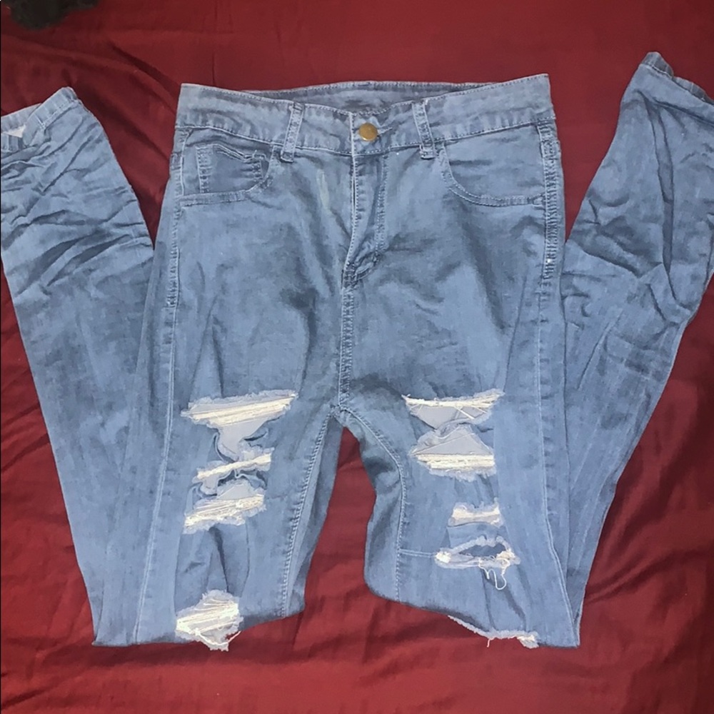 Ripped Blue Skinny Jeans